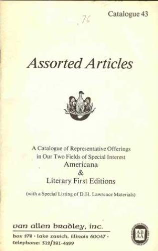 Image for Van Allen Bradley( Catalogue 43,Summer and Fall 1976): A Catalogue of Representative Offerings In Our Two Fields of Special Interest Americana and Literary First Editions