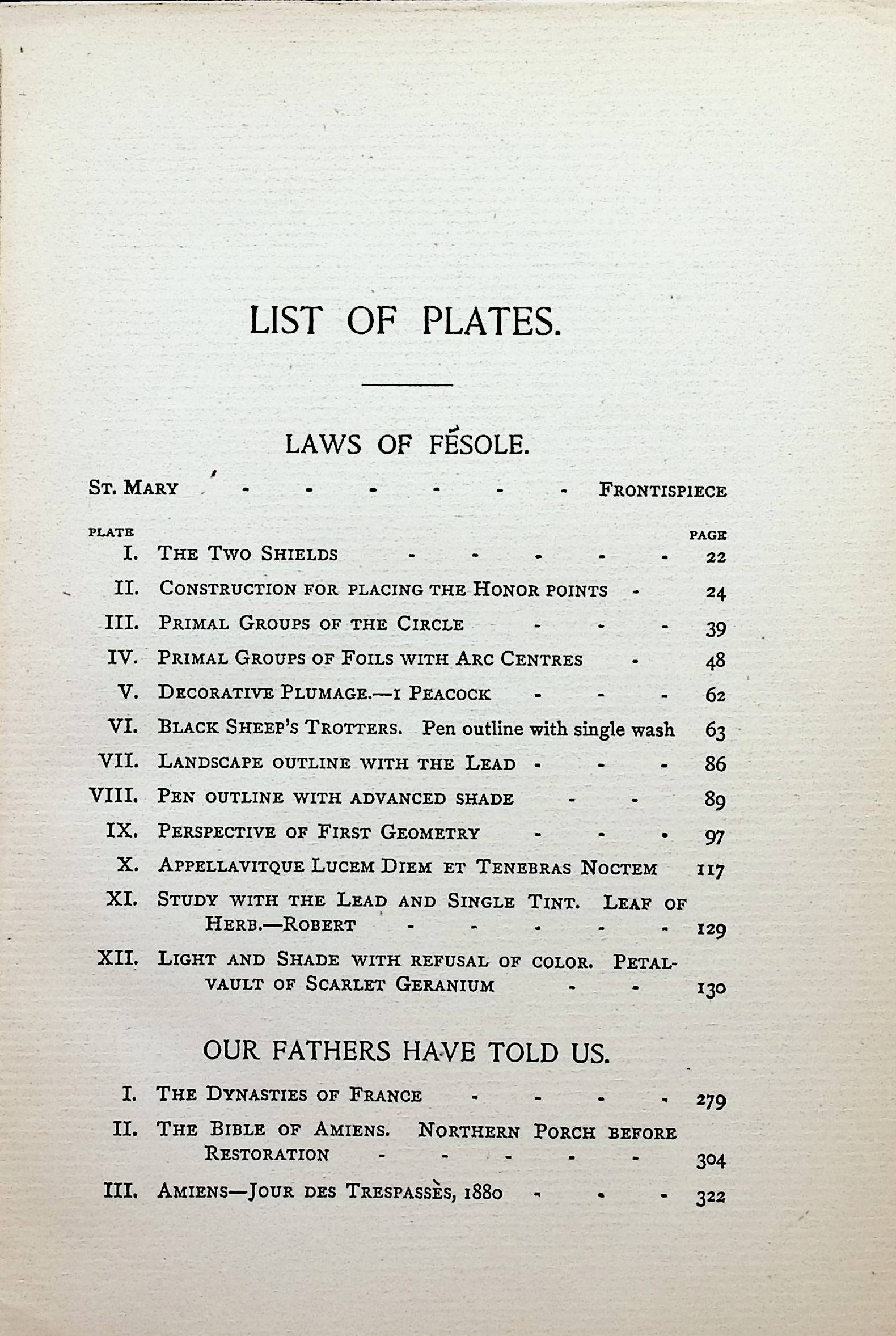 The Laws of Fesole; A Joy Forever; Our Fathers Have Told Us; Inaugural Address