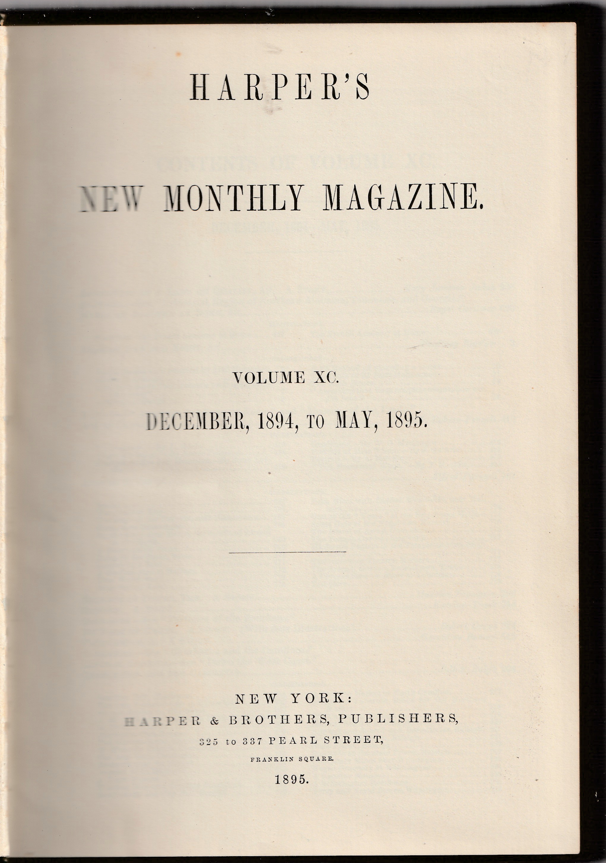 Harper's New Monthly Magazine, Vol. XC (90), December 1894 to May, 1895