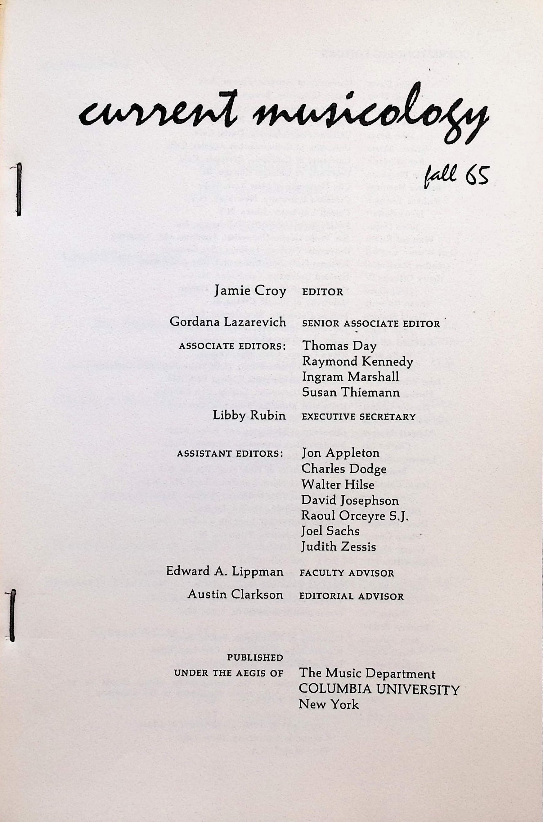 Current Musicology: Fall 65