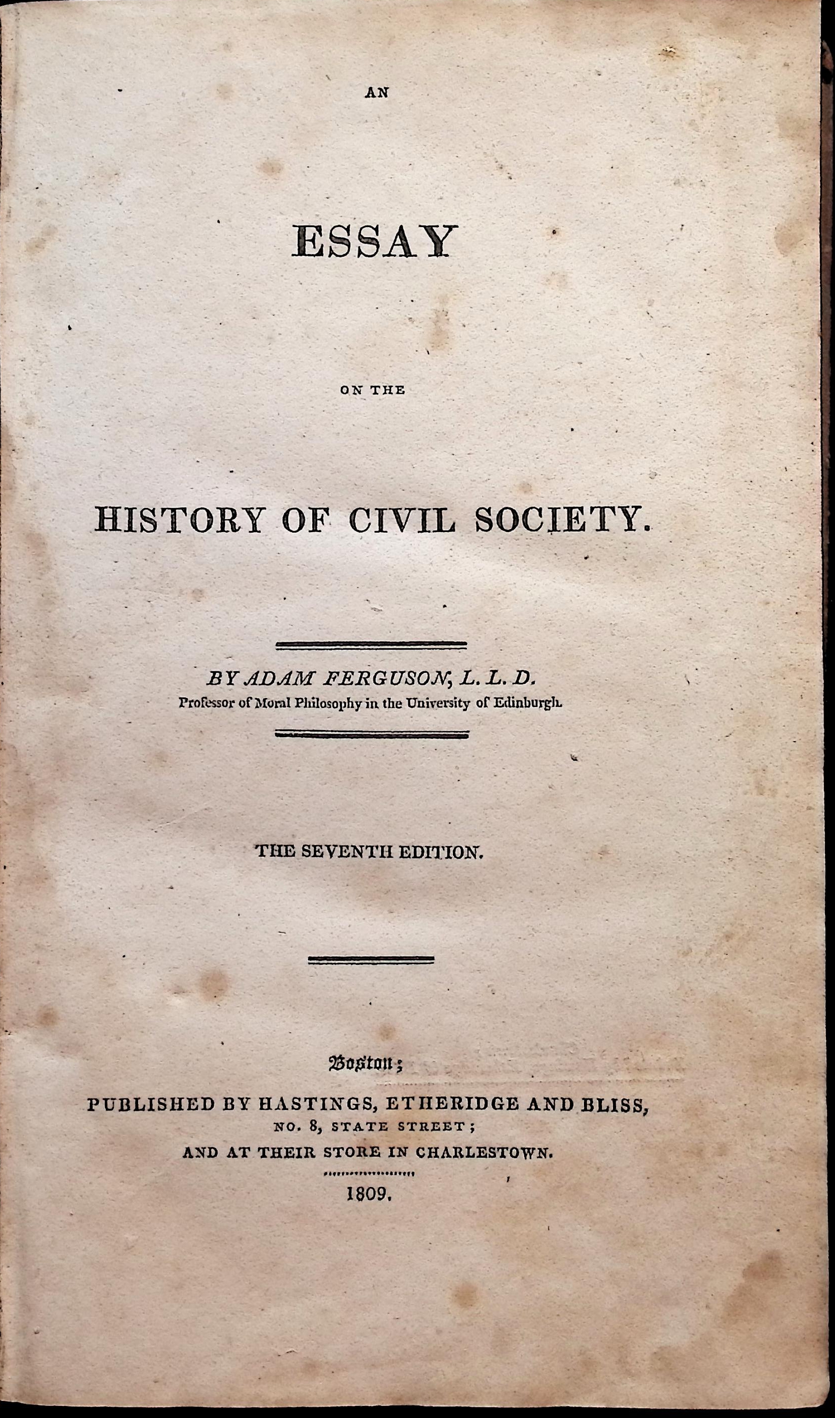 An Essay on the History of Civil Society