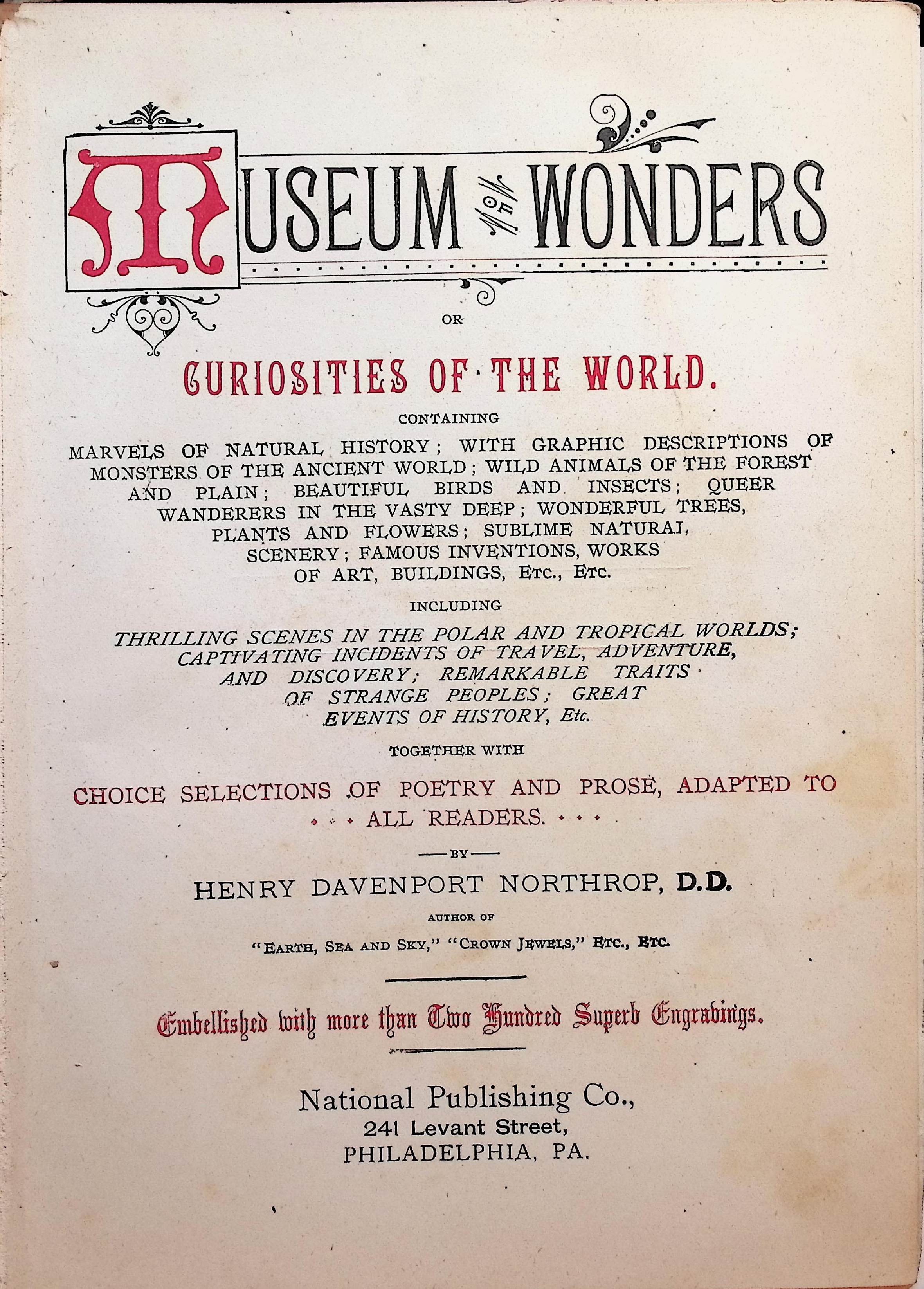 Museum of Wonders or Curiosities of the Woirld
