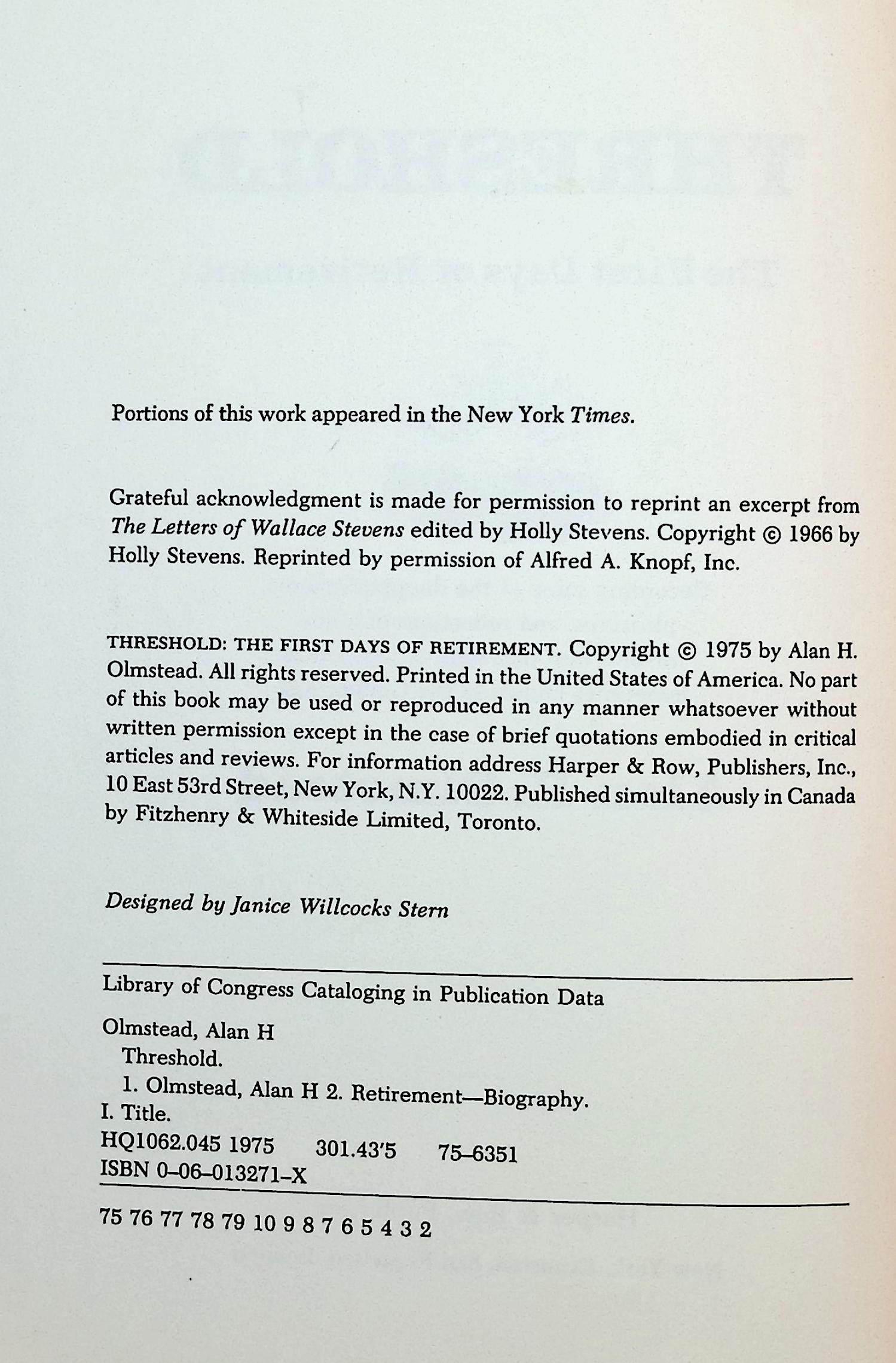 Threshold: The First Days of Retirement