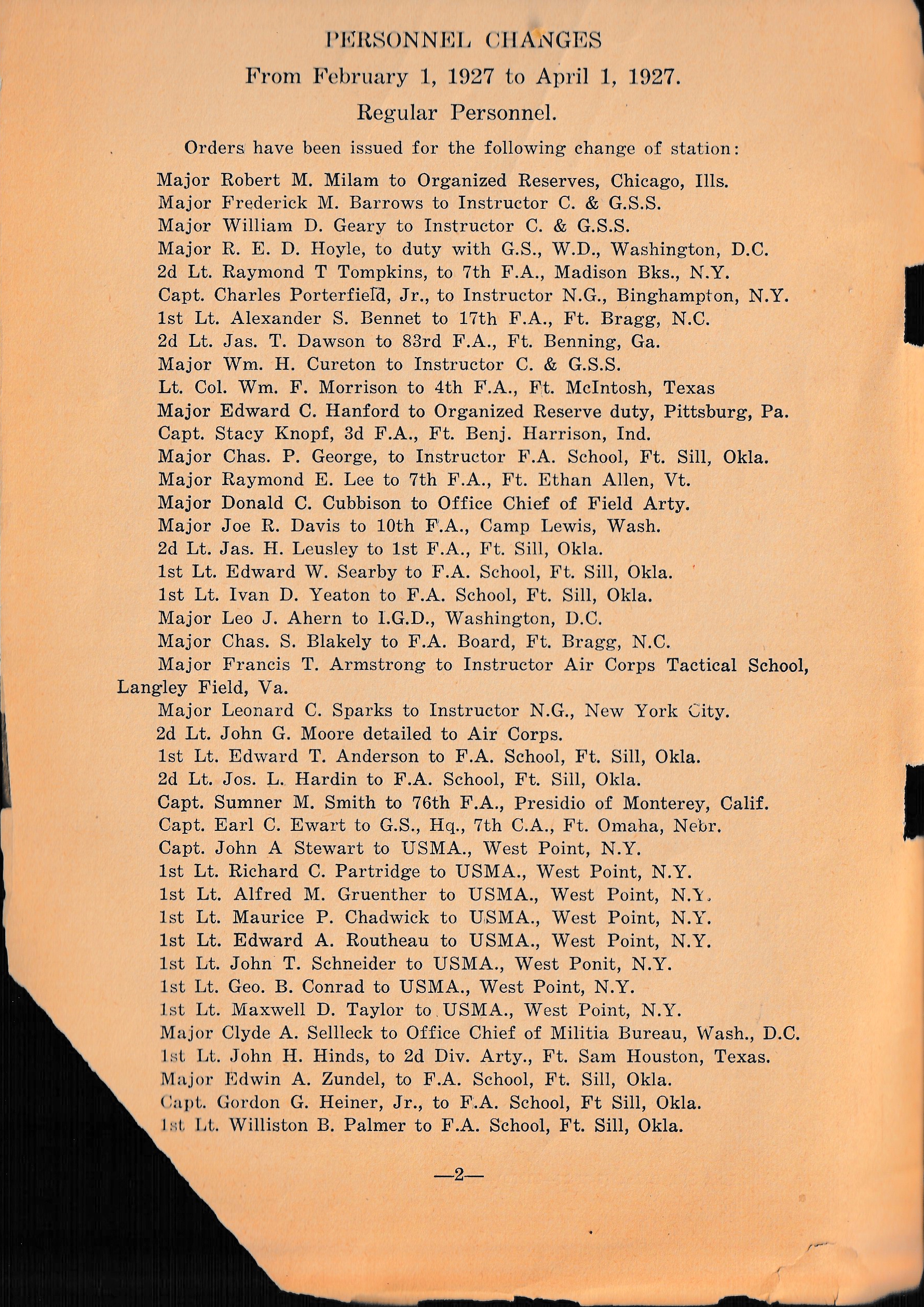Information Bulletin Number 88 For All Field Artillery Officers