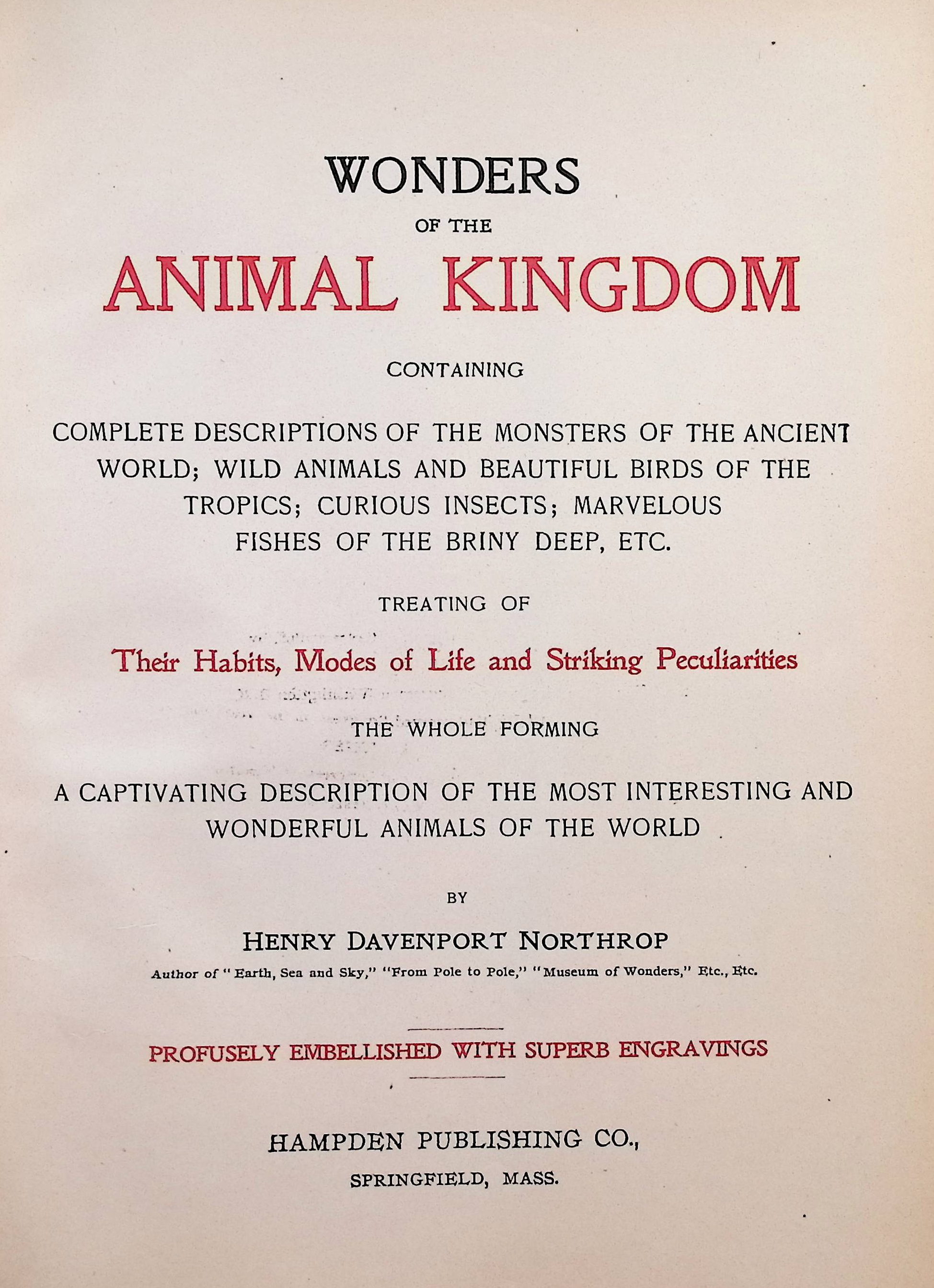 Popular History of America from the Earliest Discoveries to the Present Time (etc) and Wonders of the Animal Kingdom (etc). 2 Volumes bound together.