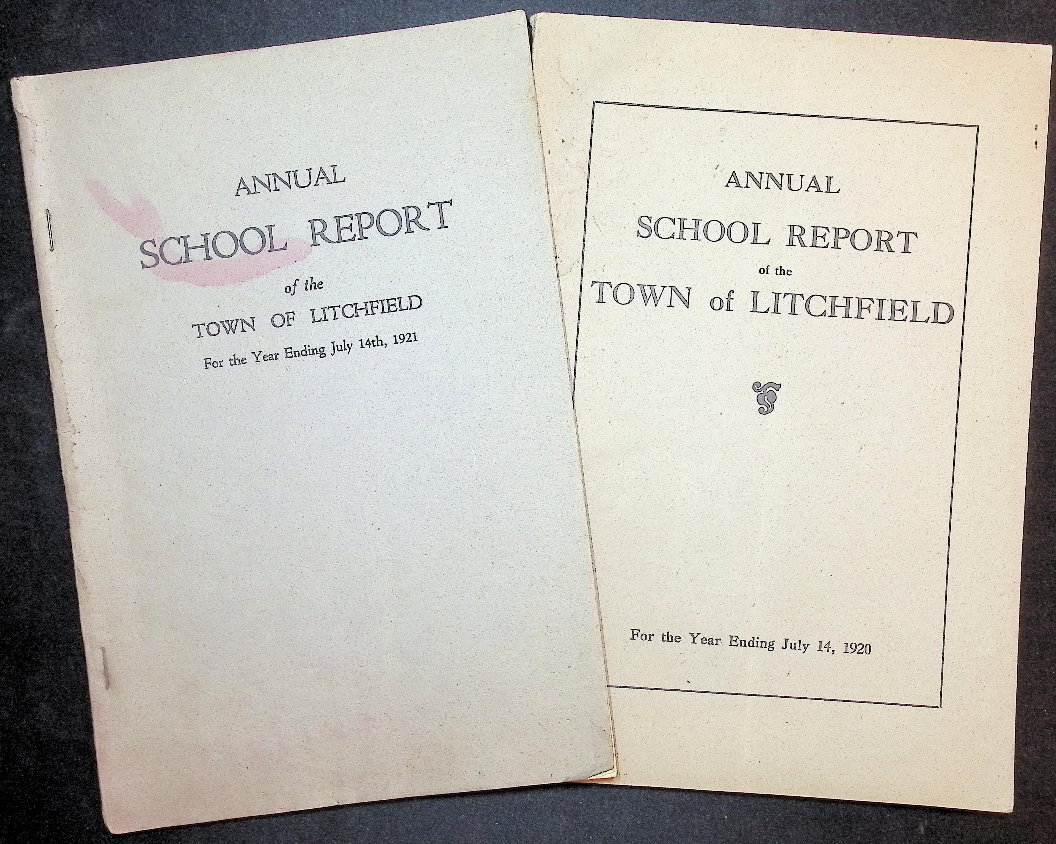Annual School Report of the Town of Litchfield (Connecticut): Two Volumes 1921, 1929