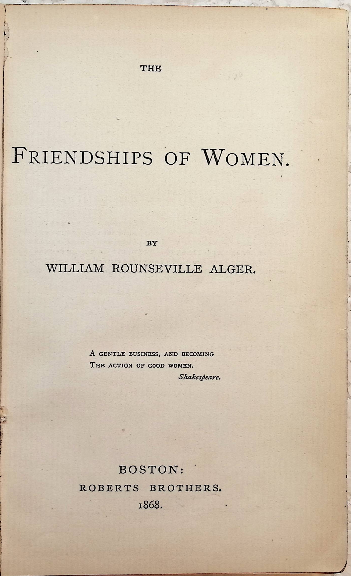 The Friendships of Women
