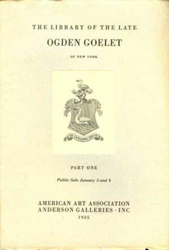 Image for The Library of the Late Ogden Goelet Part One; Public Sale Jan. 3 & 4, 1935